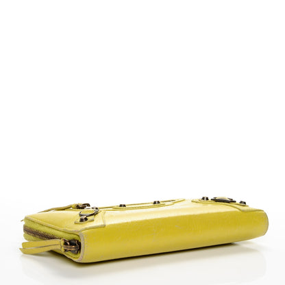 Balenciaga Agneau Classic Hardware Continental Zip Around Wallet Jaune Poussin 4 of 7