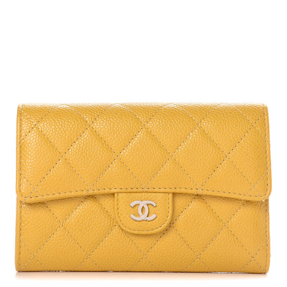 Chanel Caviar Quilted Medium Flap Wallet Yellow 1 of 8