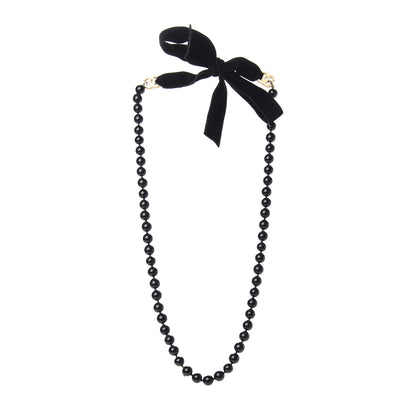 Chanel Beaded CC Long Necklace Gold Black 3 of 4