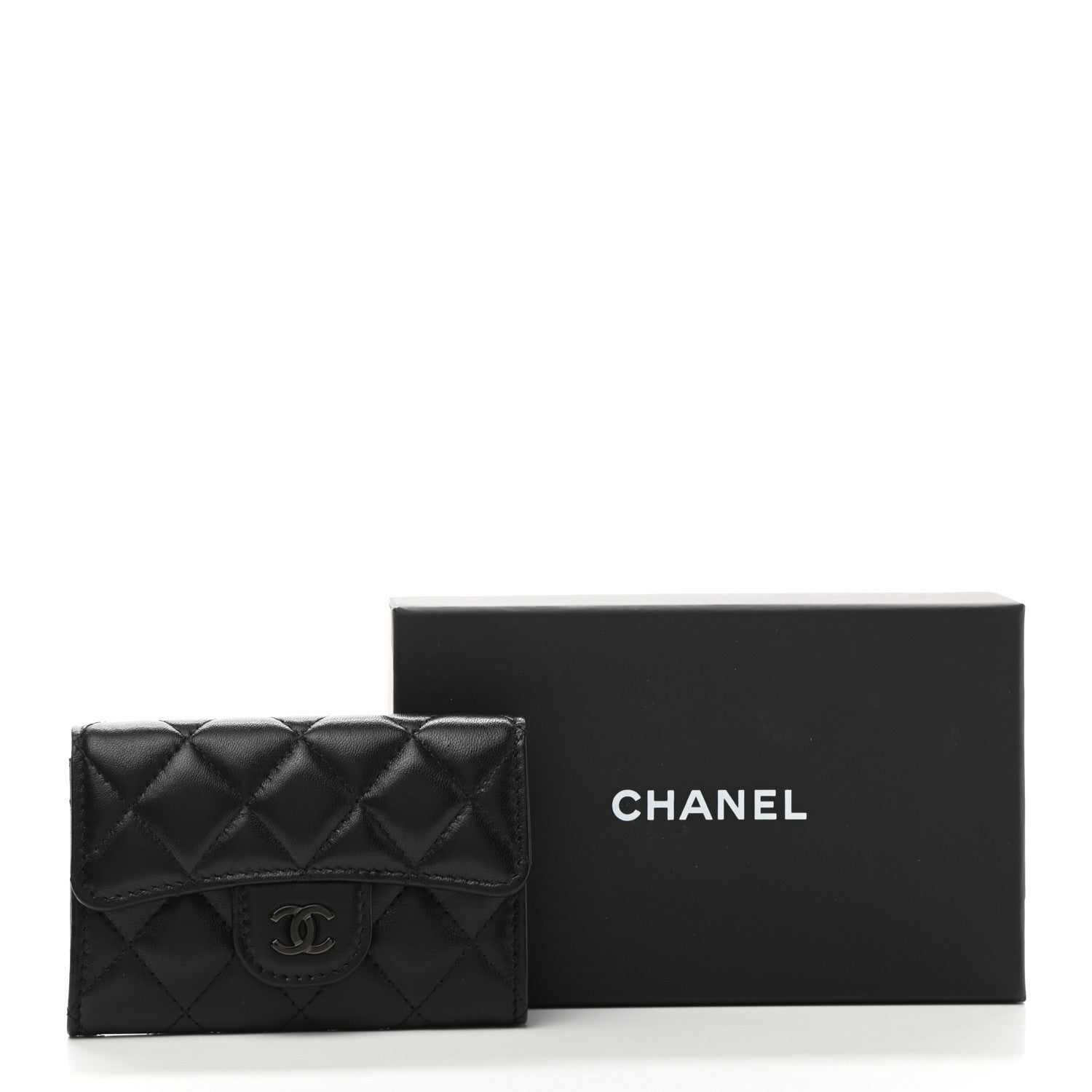 Chanel Lambskin Quilted Flap Card Holder Wallet So Black 9 of 9