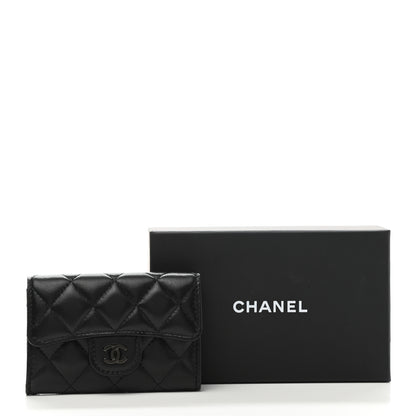 Chanel Lambskin Quilted Flap Card Holder Wallet So Black 9 of 9