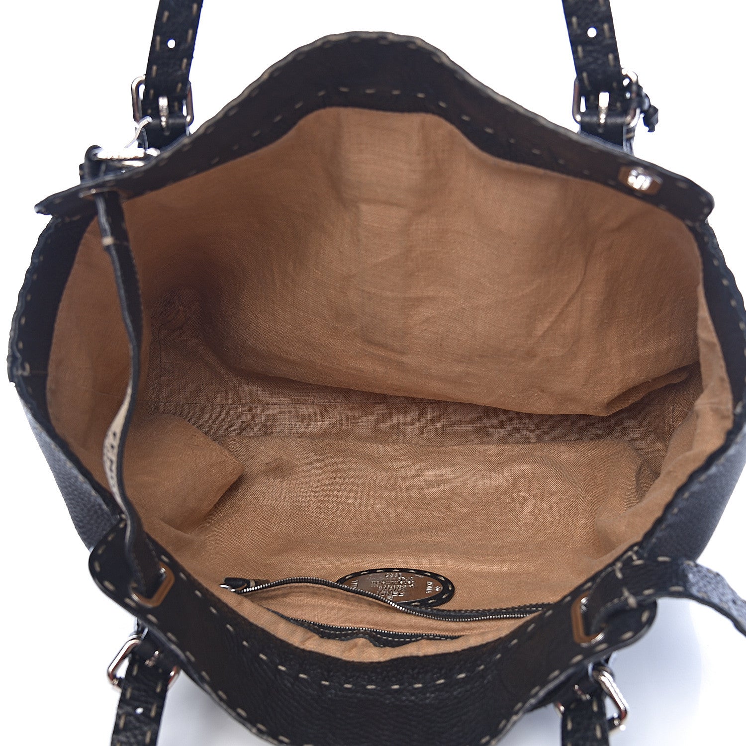 Fendi Calfskin Romano Selleria Large Villa Borghese Tote Black 5 of 10