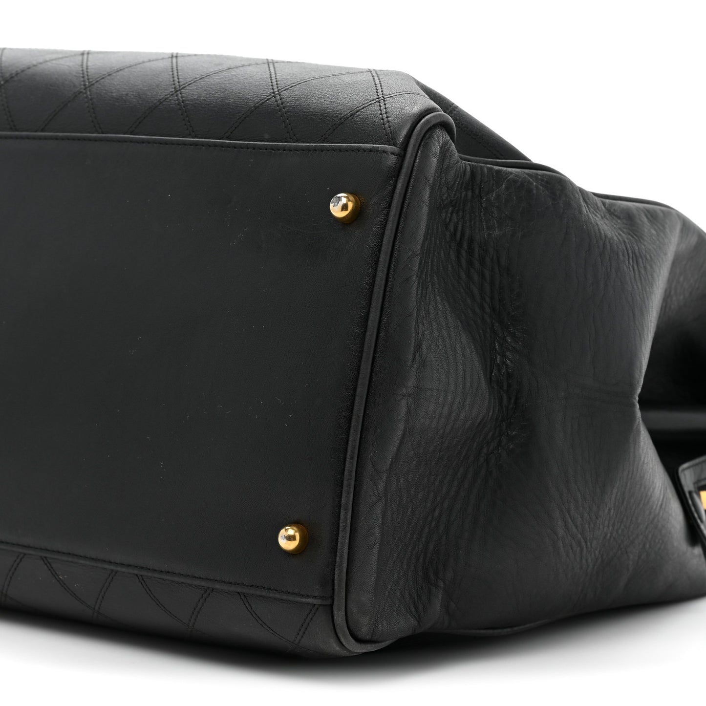 Calfskin Stitched XL Weekender Black