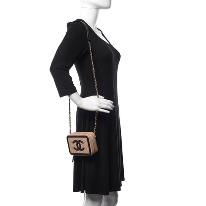 Chanel Caviar Quilted CC Filigree Vanity Clutch With Chain Beige Black 2 of 10