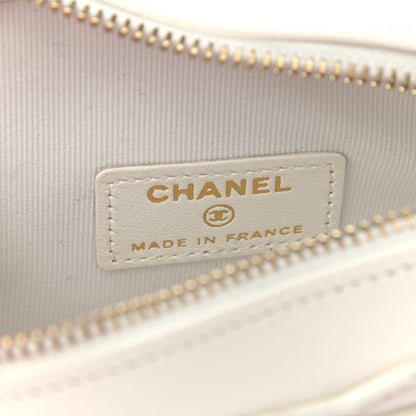 Chanel Lambskin Quilted CC In Love Heart Clutch With Chain White 6 of 10