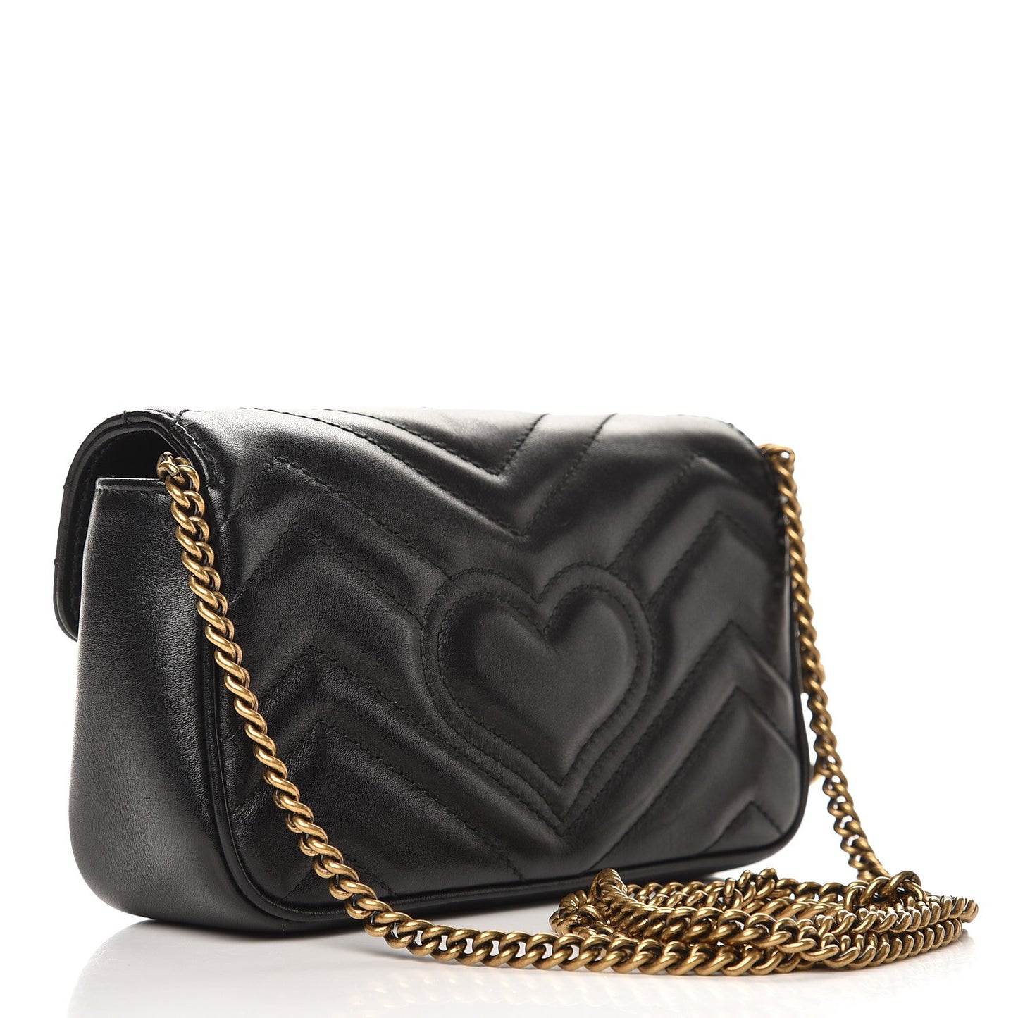 Calfskin Matelasse Super Mini GG Marmont Shoulder Bag Black