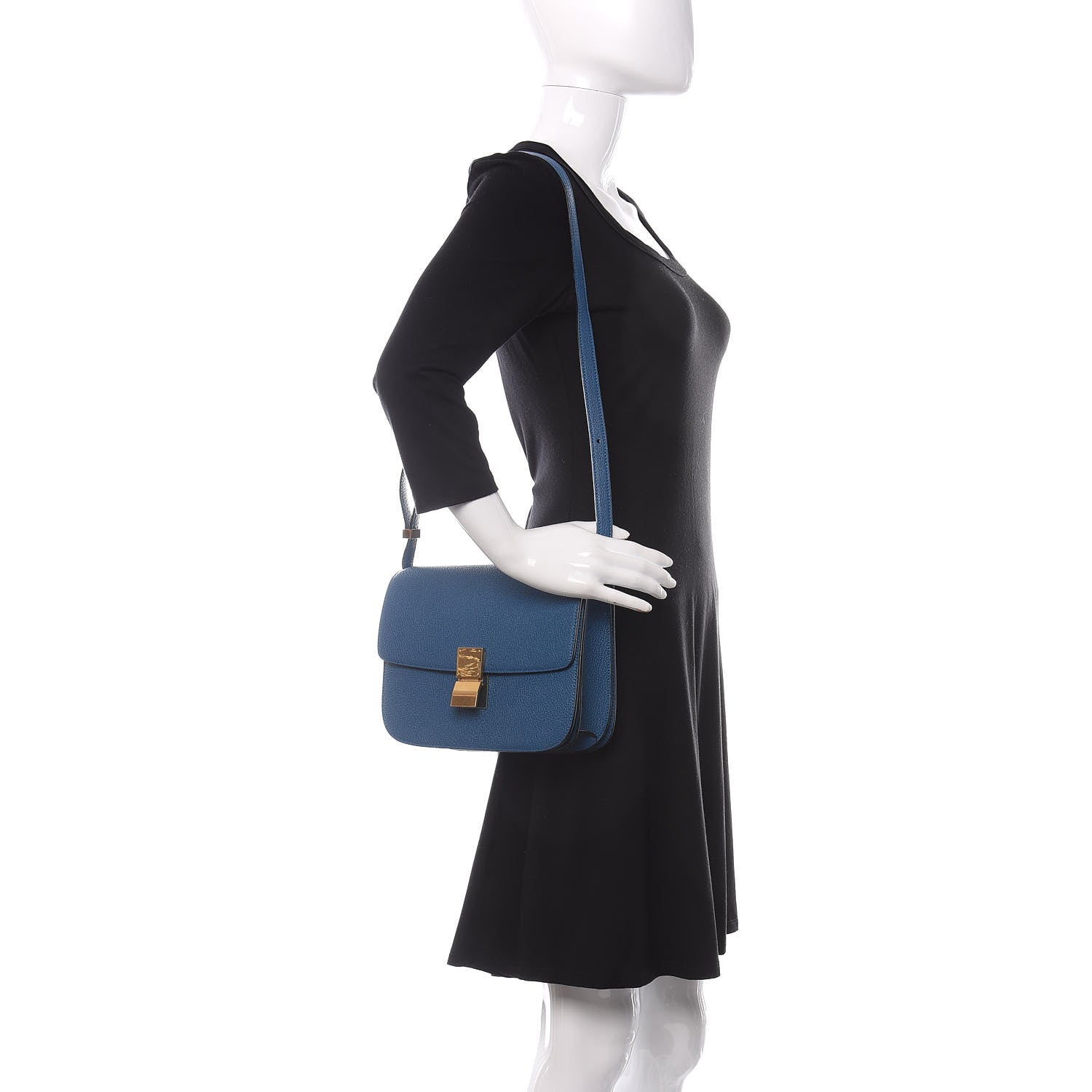 Celine Goatskin Medium Classic Box Flap Bag Deepsea 2 of 10