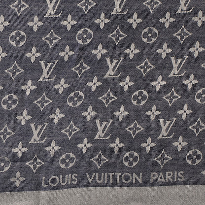 Louis Vuitton Wool Silk Monogram Denim Shawl Blue 4 of 5