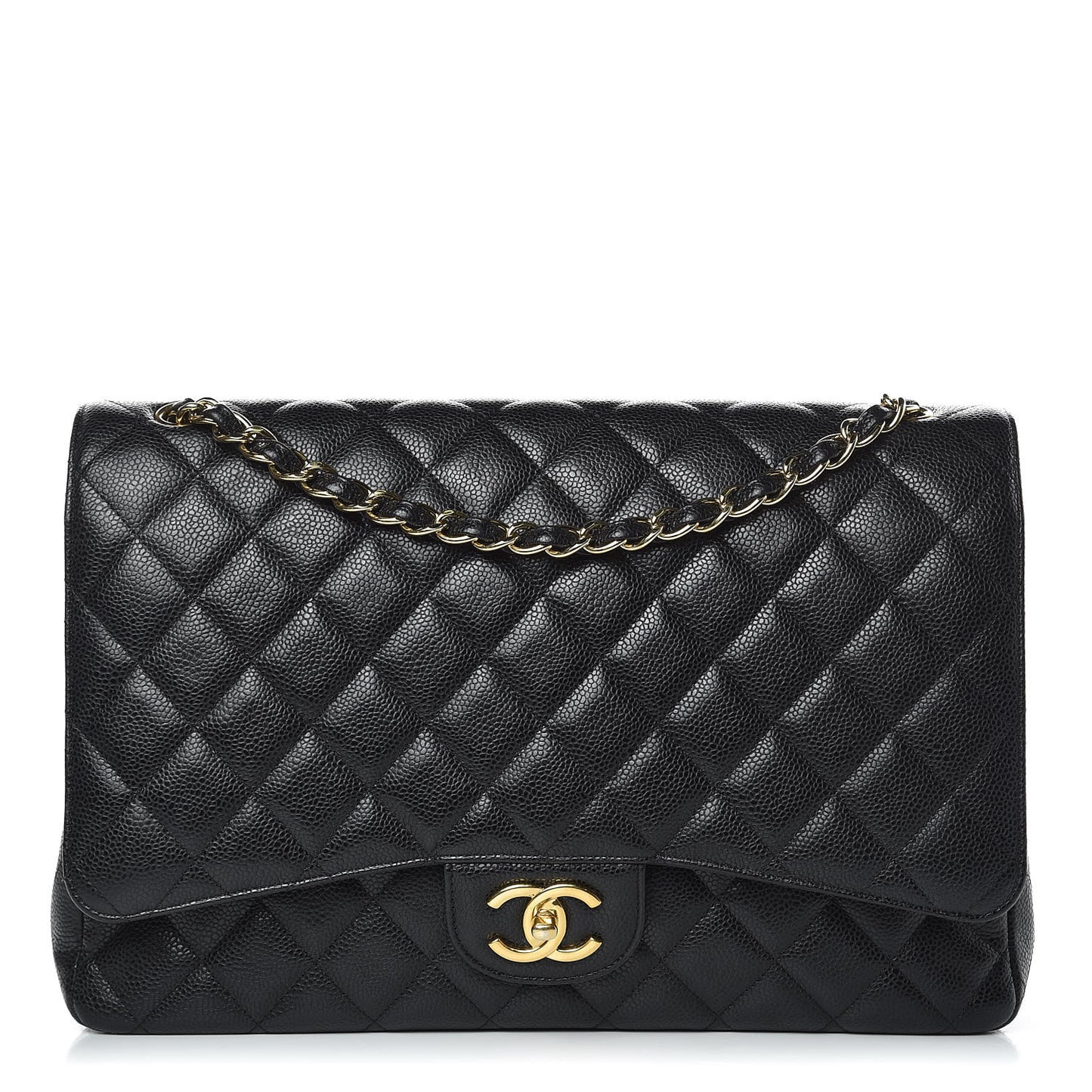 Caviar Quilted Maxi Double Flap Black