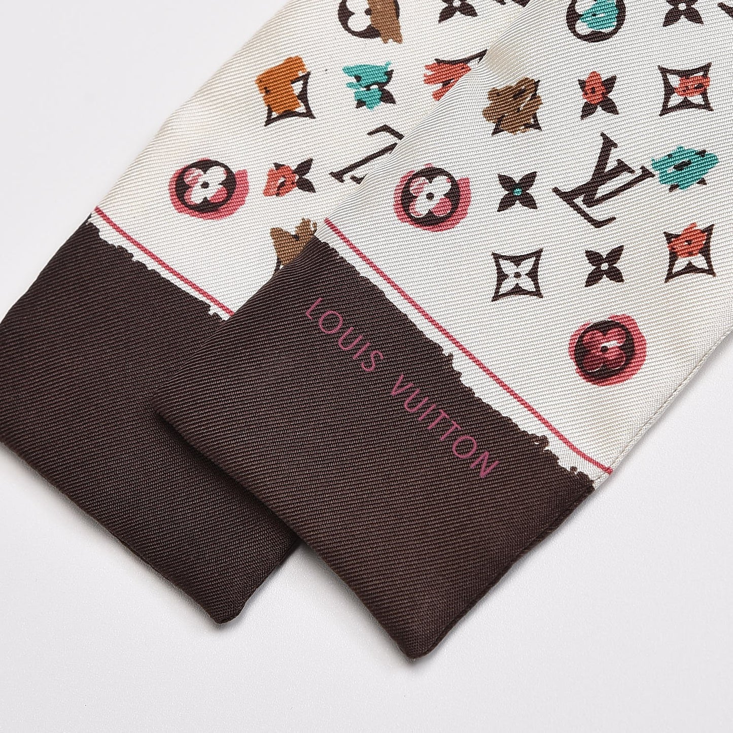 Silk Monogram Splash Bandeau Marron