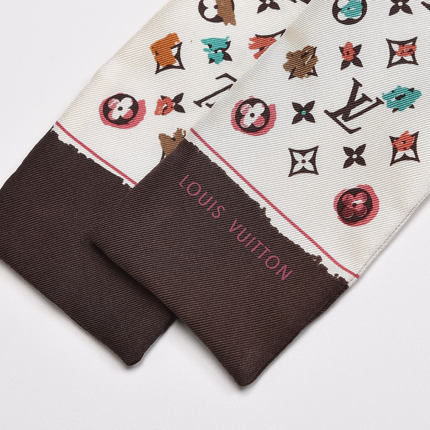 Louis Vuitton Silk Monogram Splash Bandeau Marron 3 of 6