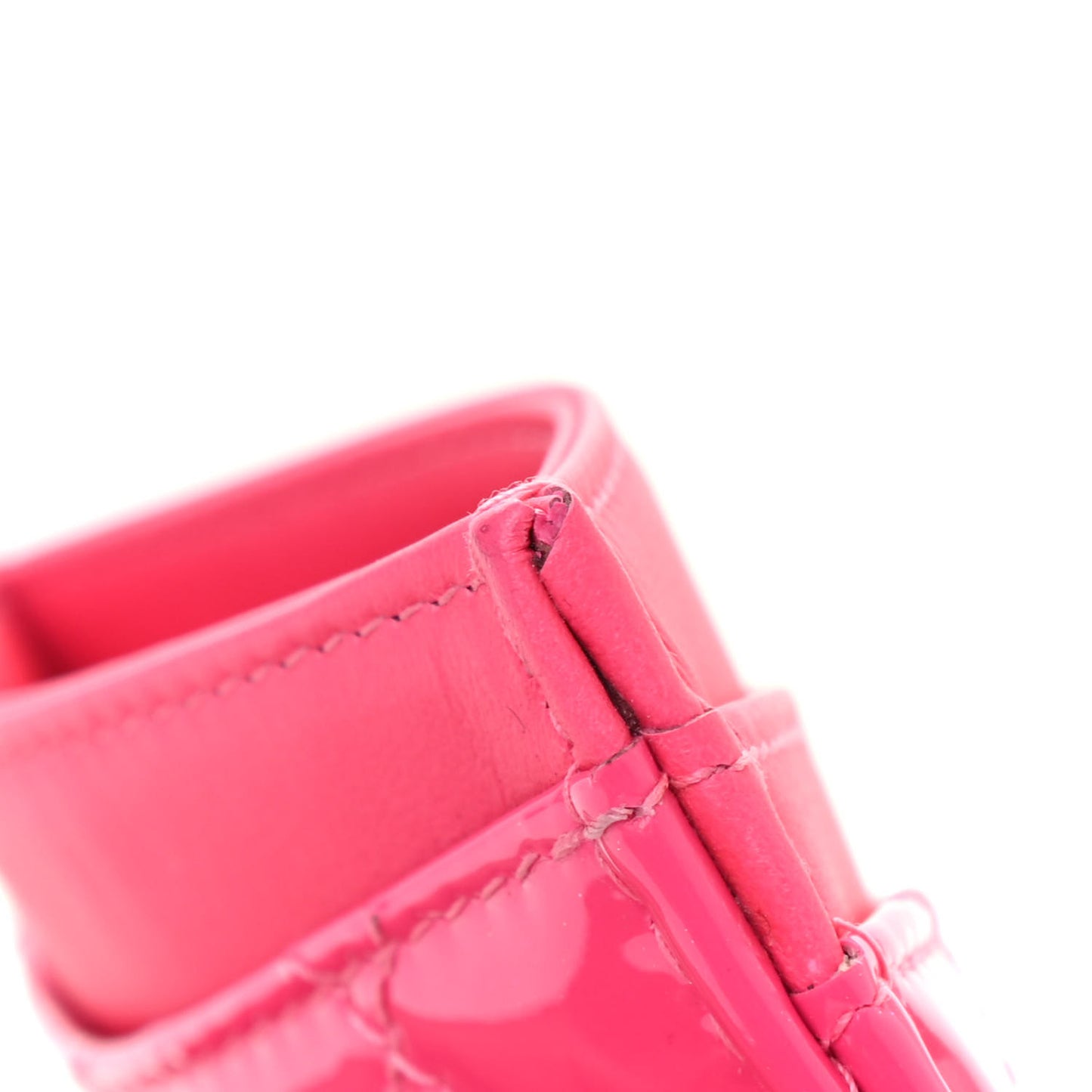 Patent Quilted Card Holder Pink