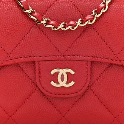 Chanel Caviar Quilted Flap Card Holder On Chain Red 8 of 10