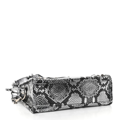 Balenciaga Metallic Calfskin Snakeskin Embossed Classic Silver Hardware Mini City Silver 4 of 10