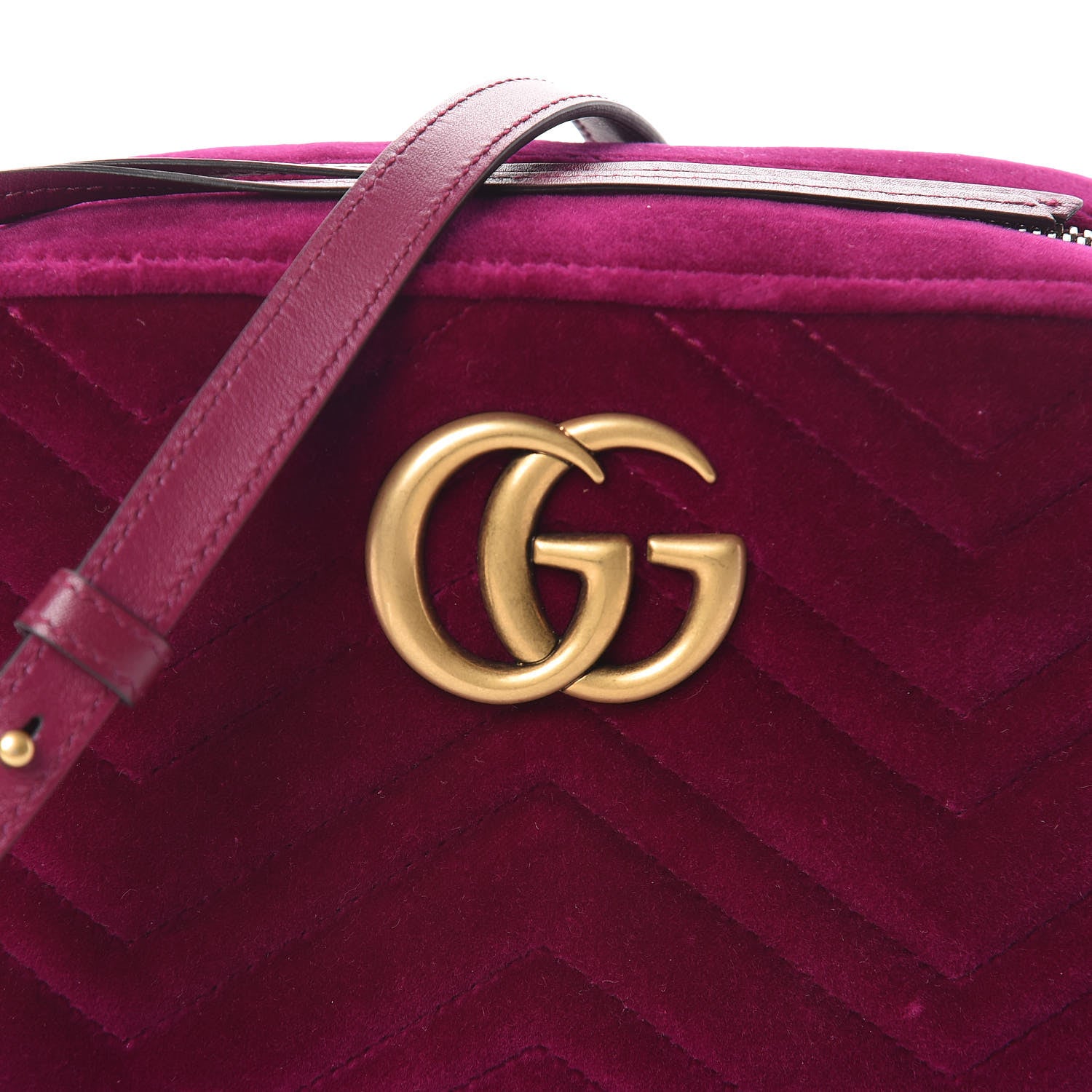 Gucci Velvet Matelasse Small GG Marmont Chain Shoulder Bag Fuchsia Violet Cyclamen 8 of 10