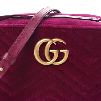 Gucci Velvet Matelasse Small GG Marmont Chain Shoulder Bag Fuchsia Violet Cyclamen 8 of 10