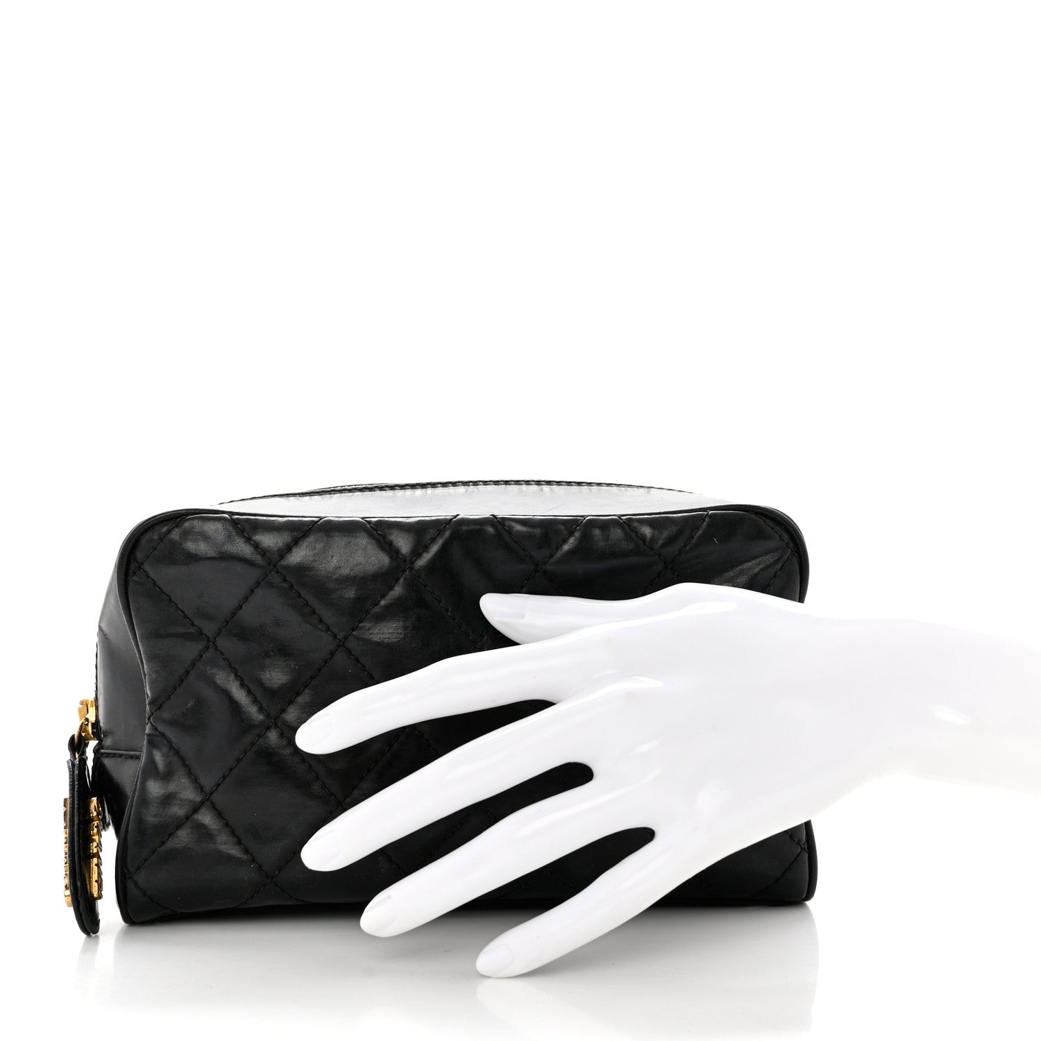 Chanel Lambskin Quilted Cosmetic Case Black 2 of 8