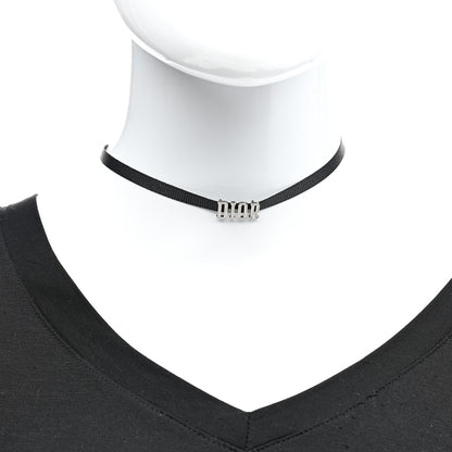 Christian Dior Grosgrain Ribbon Dior Logo Choker Necklace Black 2 of 5