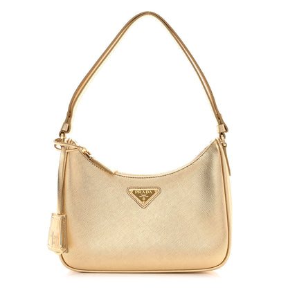Prada Saffiano Lux Mini Re-Edition Shoulder Bag Platino 1 of 11