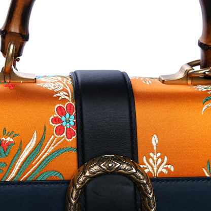 Gucci Satin Calfskin Bamboo Web Tokyo Print Medium Dionysus Top Handle Bag Giallo Multicolor Blue Agata Hibiscus Red 36 of 40