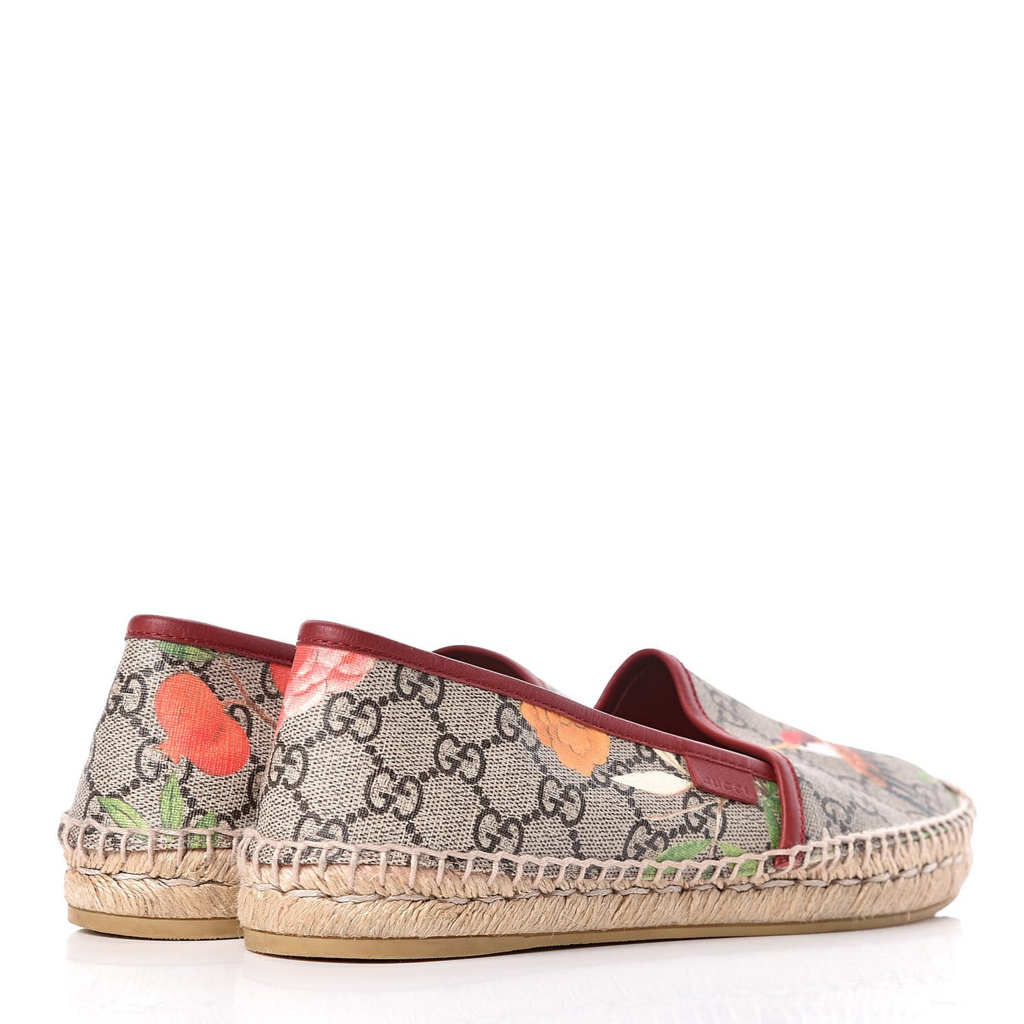 GG Supreme Monogram Tian Womens Espadrilles 38.5 Beige Multicolor Red