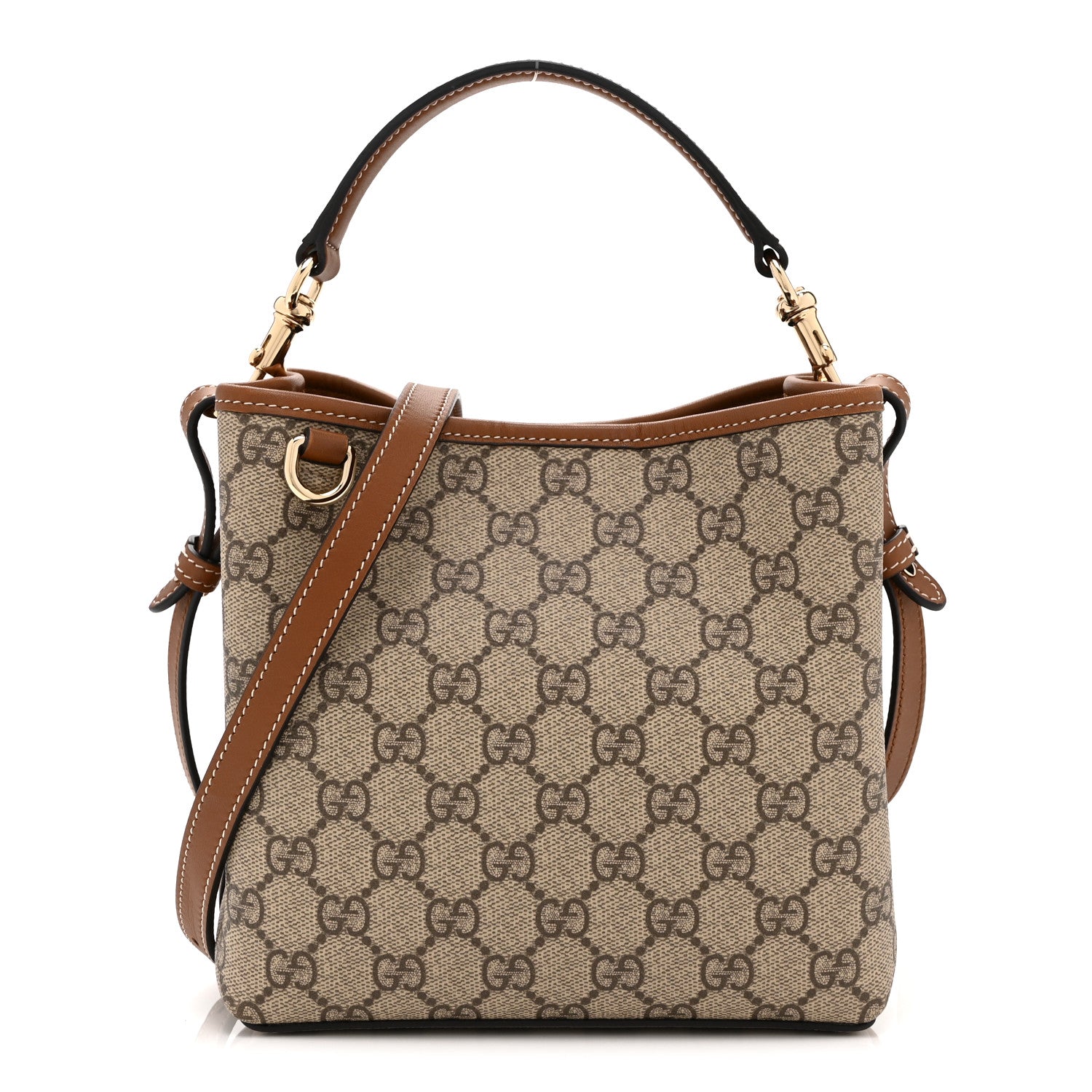 Gucci GG Supreme Monogram Emblem Small Shoulder Bag Beige Ebony Sundial 1 of 10