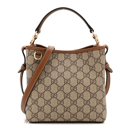 Gucci GG Supreme Monogram Emblem Small Shoulder Bag Beige Ebony Sundial 1 of 10