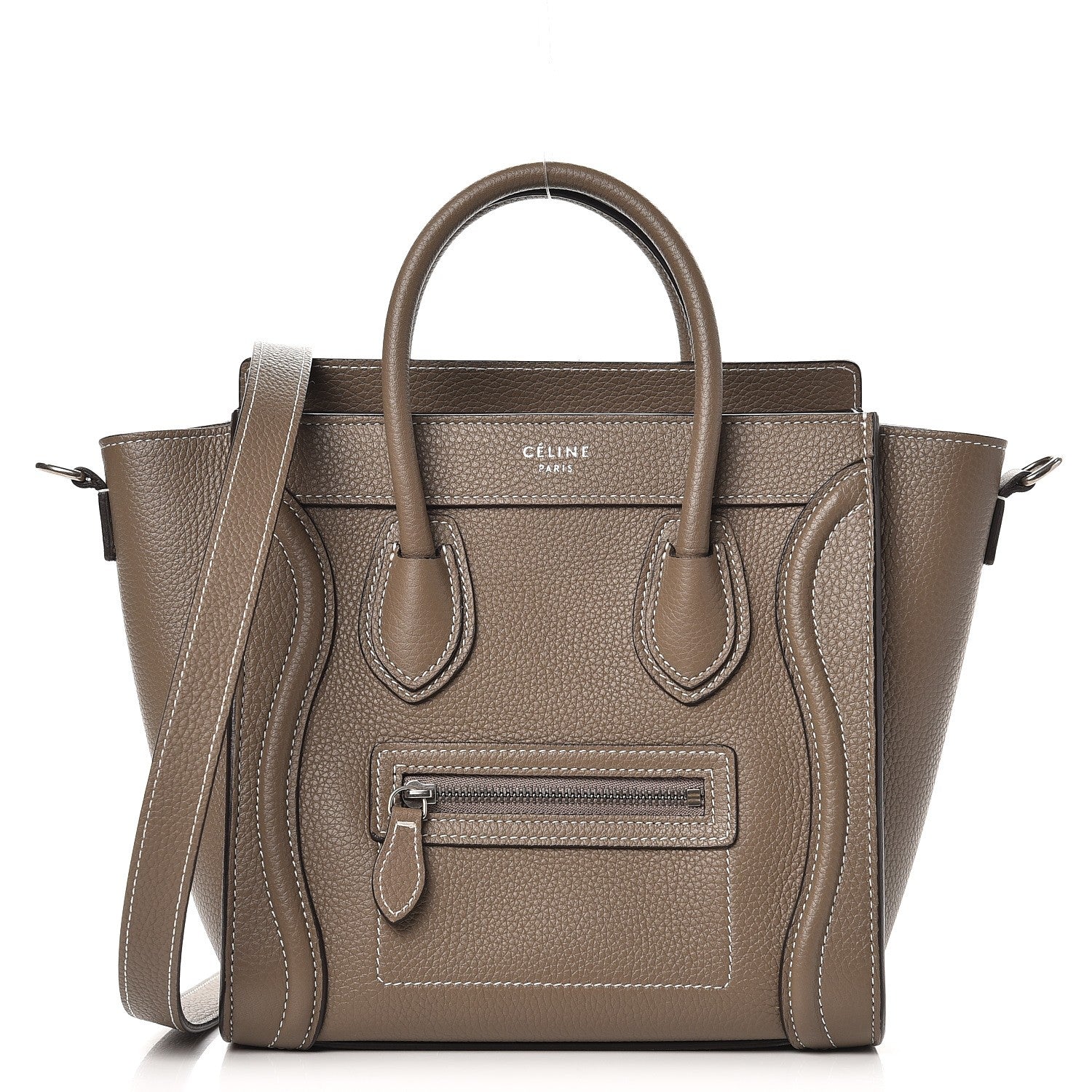 Celine Drummed Calfskin Nano Luggage Souris 1 of 8