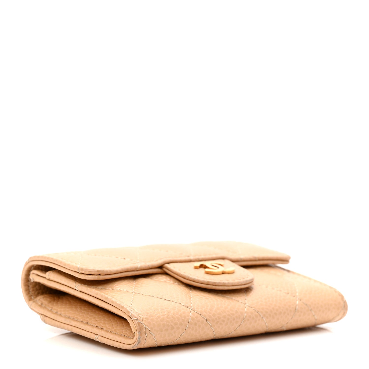 Chanel Caviar Quilted Flap Card Holder Wallet Beige 4 of 9