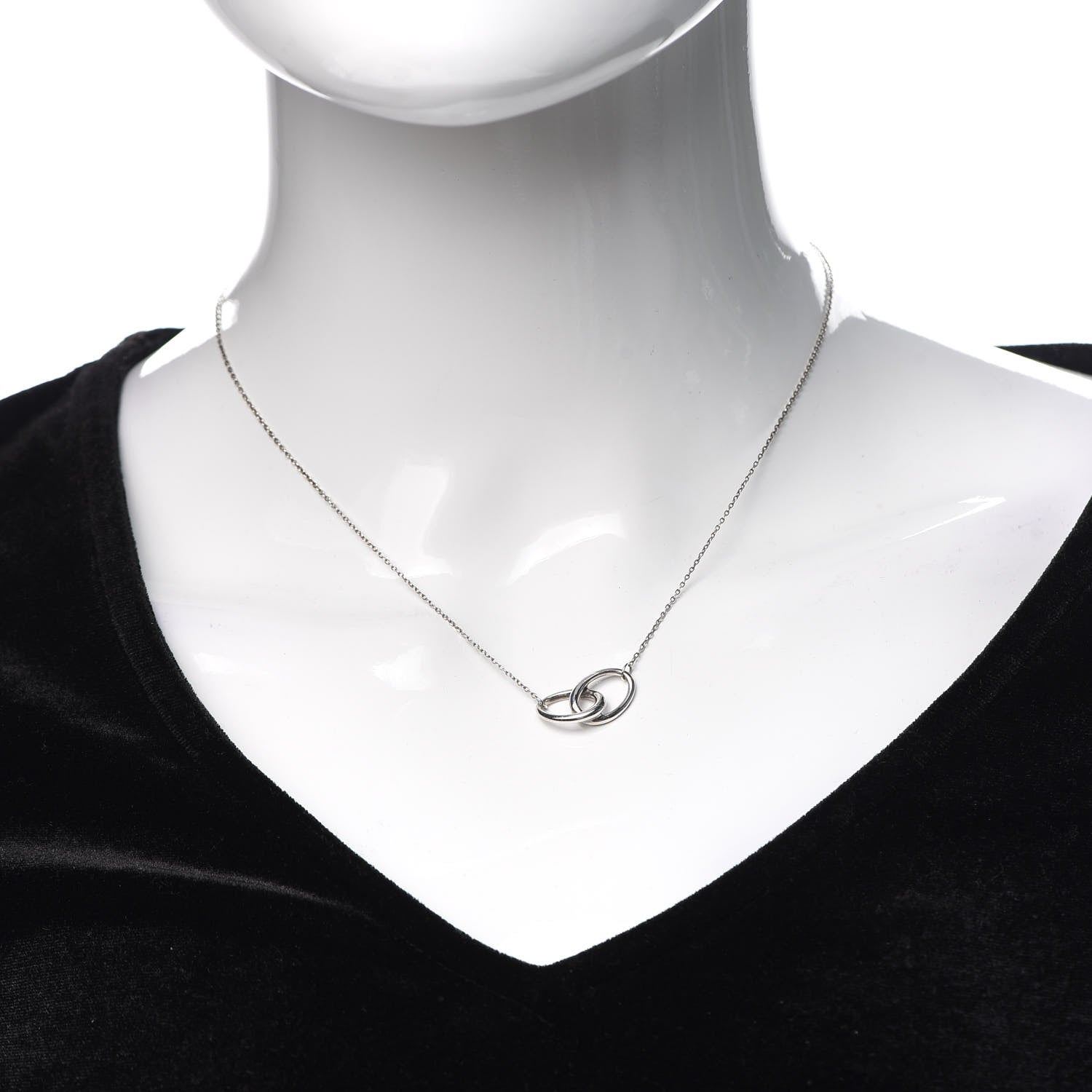 Tiffany Sterling Silver Elsa Peretti Interlocking Ovals Pendant Necklace 2 of 4