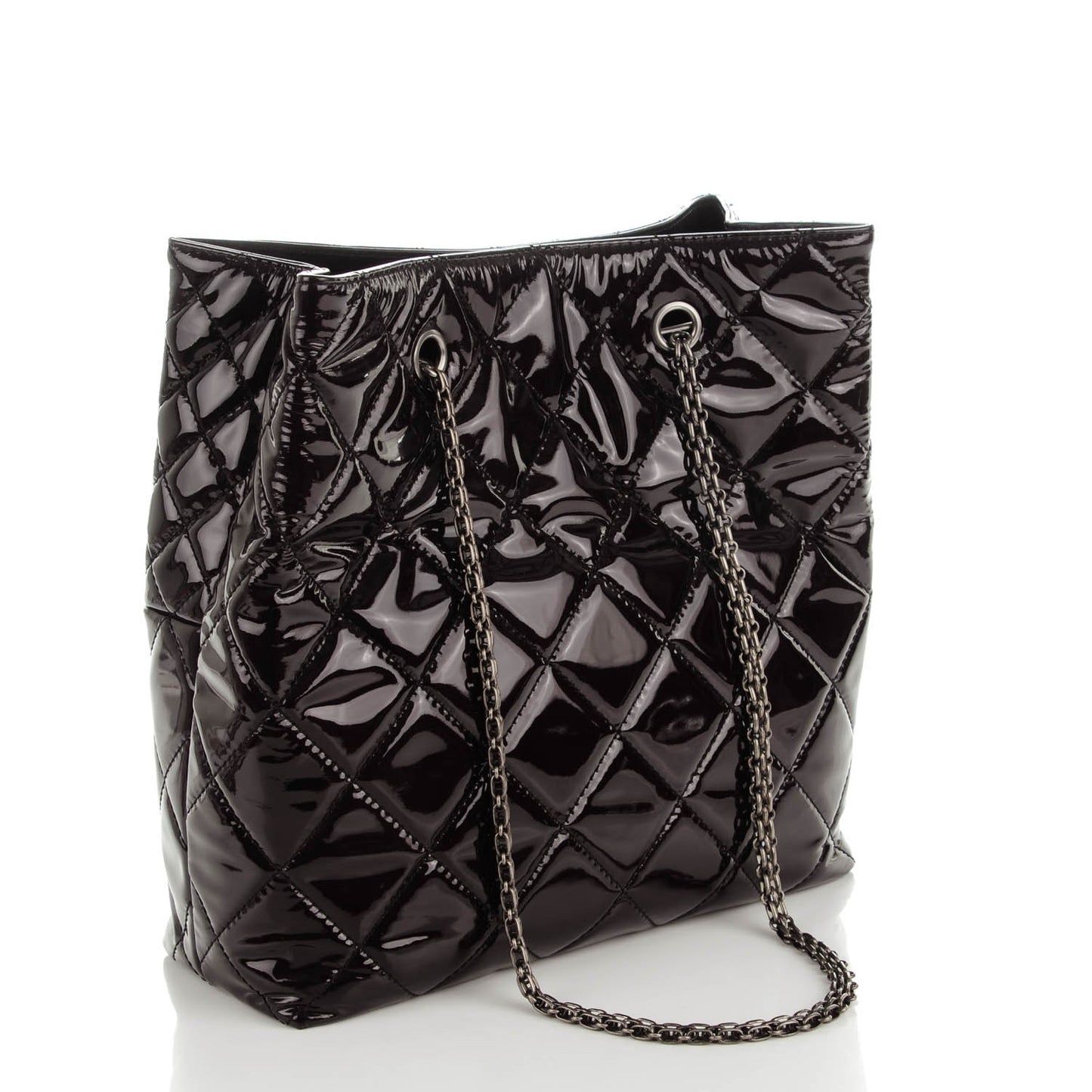 Patent Quilted Small Reissue 2.55 Tote Dark Burgundy