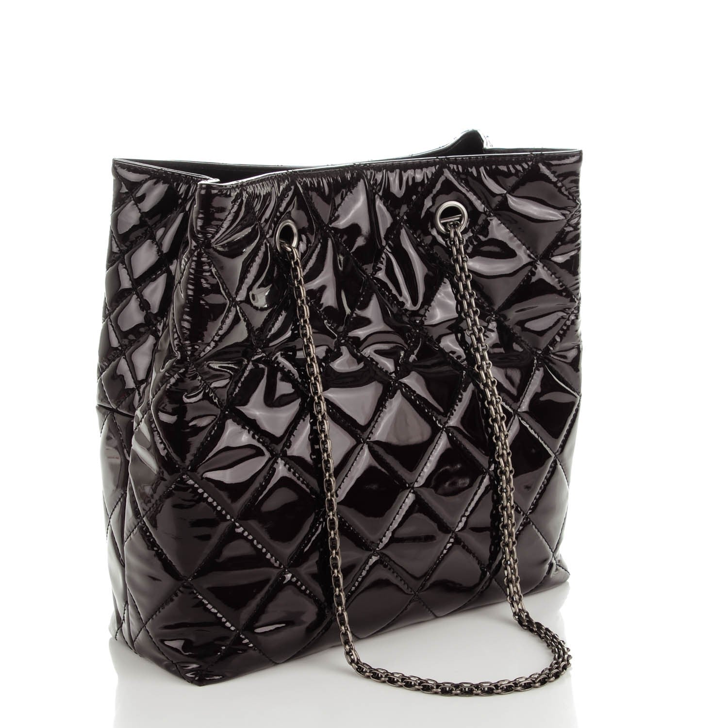 Chanel Patent Quilted Small Reissue 2.55 Tote Dark Burgundy 3 of 7