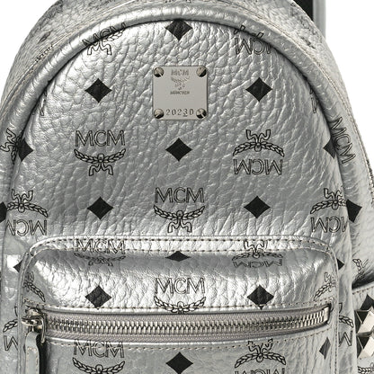 MCM Visetos Small Side Stud Stark Backpack Silver 8 of 10