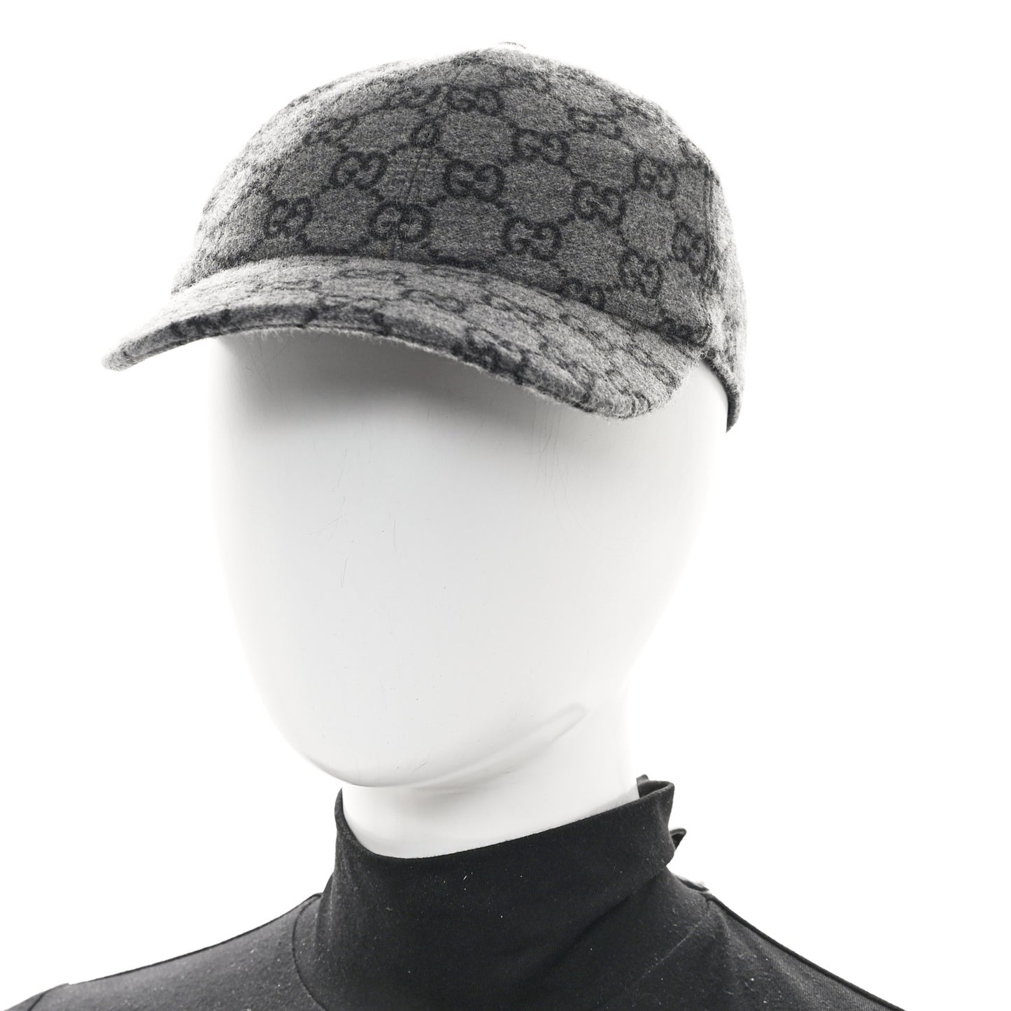 Covered Wool GG Monogram Baseball Hat M Grey Dark Grey Black
