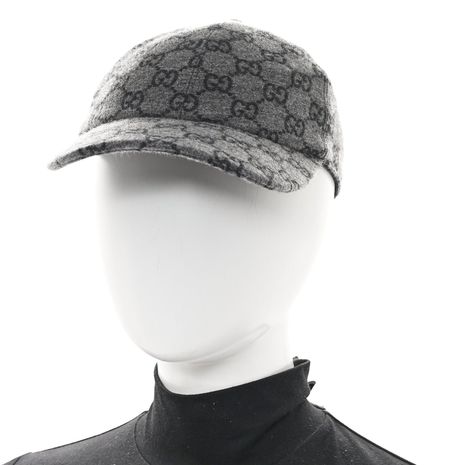 Gucci Covered Wool GG Monogram Baseball Hat M Grey Dark Grey Black 2 of 9