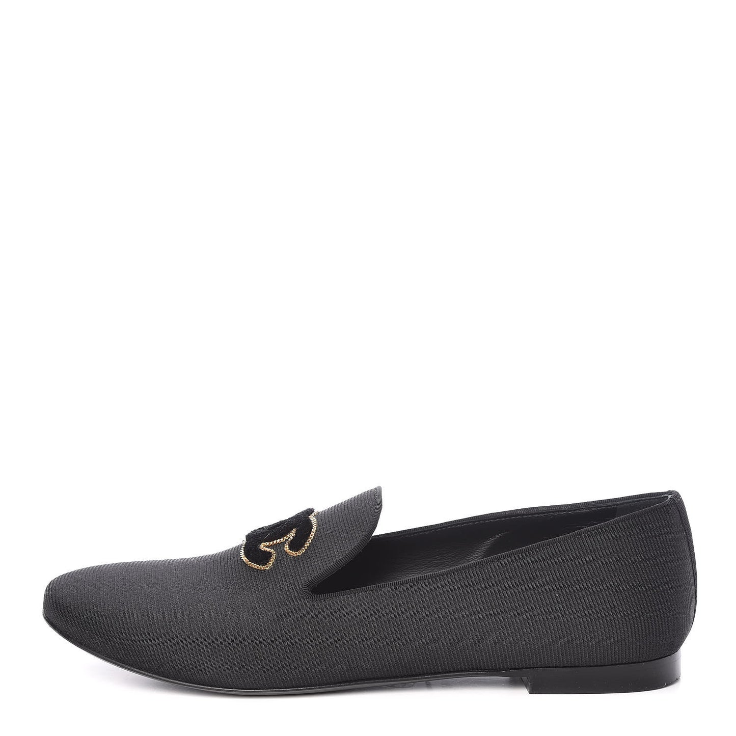 Stretch Fabric CC Moccasin Loafers 40 Black