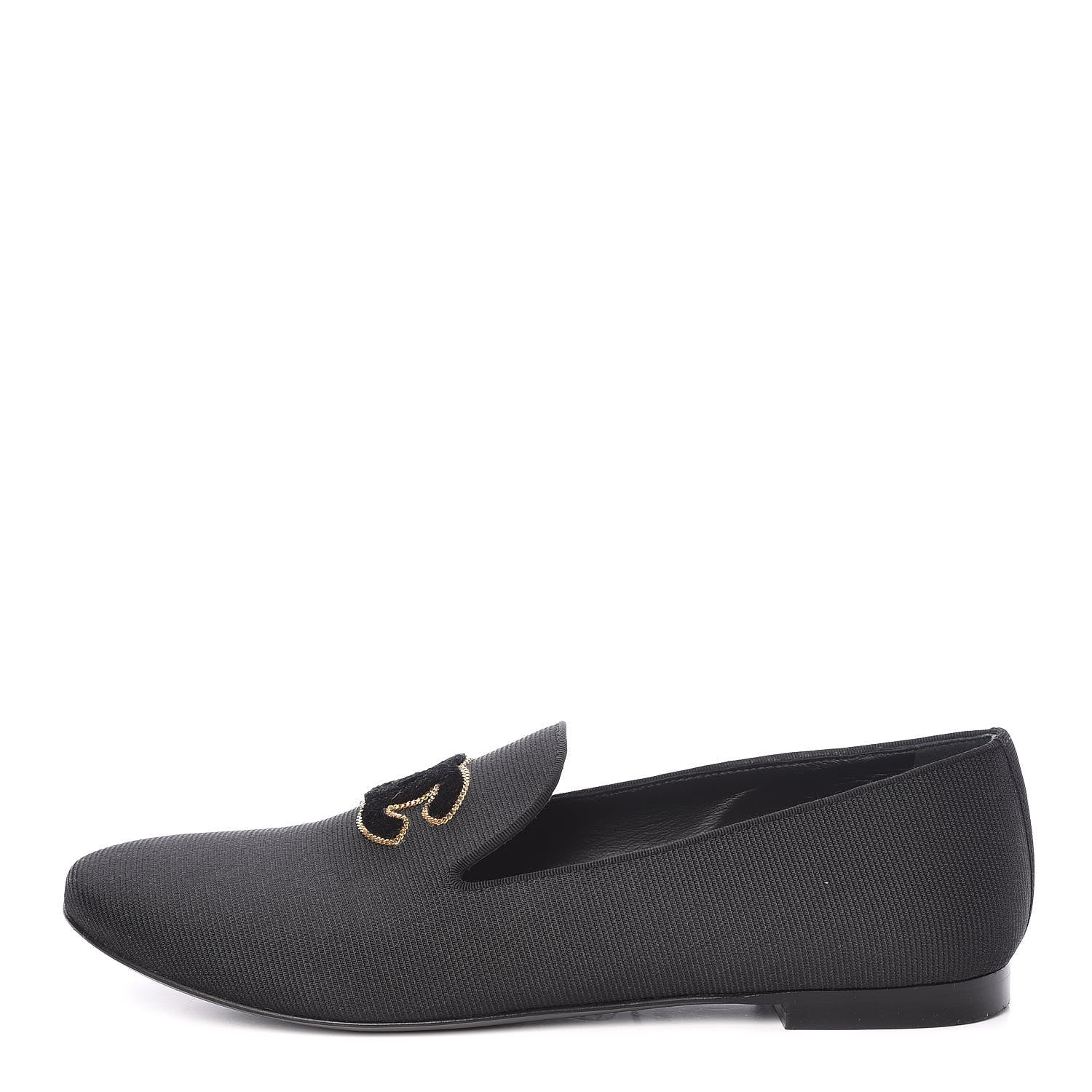 Chanel Stretch Fabric CC Moccasin Loafers 40 Black 1 of 9