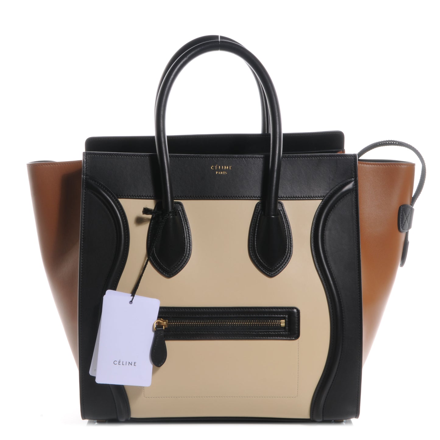 Satin Calfskin Mini Tri-Color Luggage Seashell