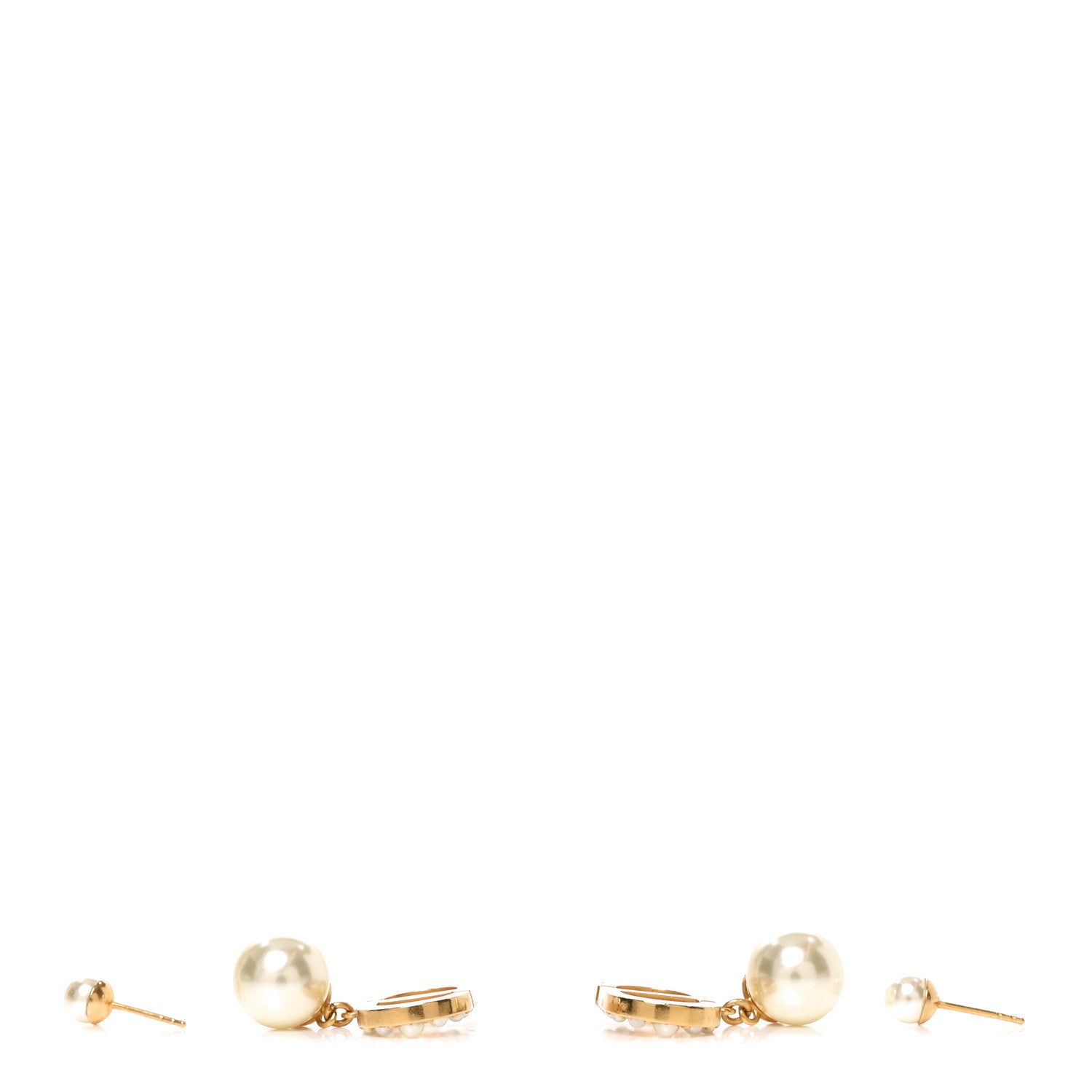 Christian Dior Pearl Tribal CD Drop Earrings Gold 3 of 4