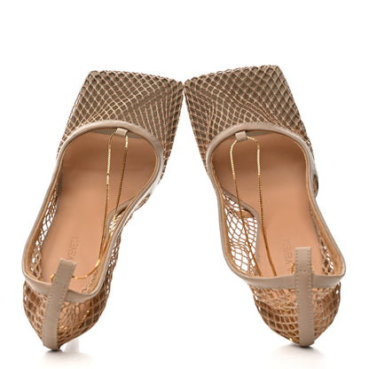 Bottega Veneta Mesh Calfskin Stretch Chain Strap 90mm Pumps 39 Beige Pony 2 of 10