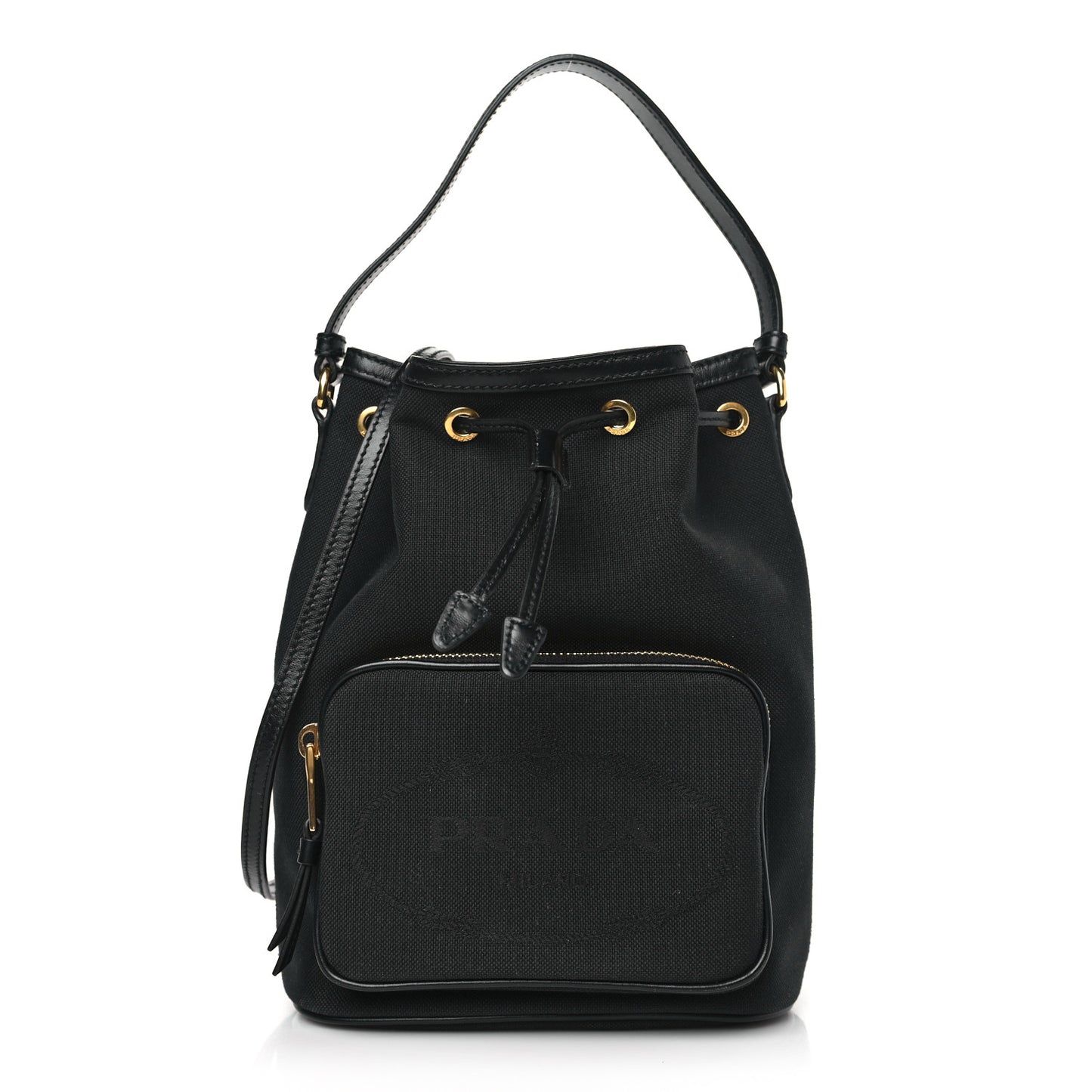 Jacquard Logo Mini Bucket Crossbody Bag Black