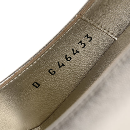 Chanel Laminated Lambskin Grosgrain Cap Toe CC Mary Jane Pumps 38 Silver Black 9 of 14