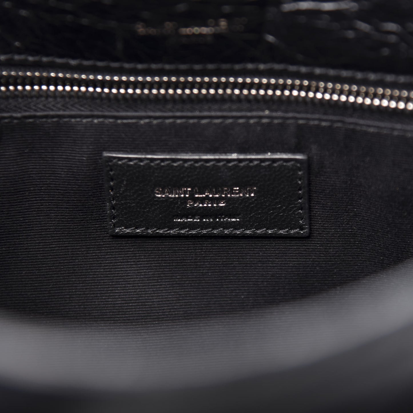 Crinkled Calfskin Matelasse Monogram Medium Niki Chain Satchel Black