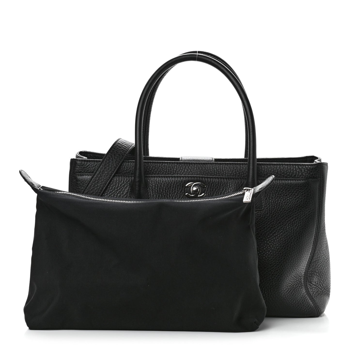 Calfskin Cerf Executive Shopper Tote Black