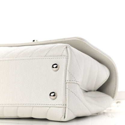 Chanel Iridescent Caviar Chevron Quilted Mini Coco Handle Flap White 19 of 19