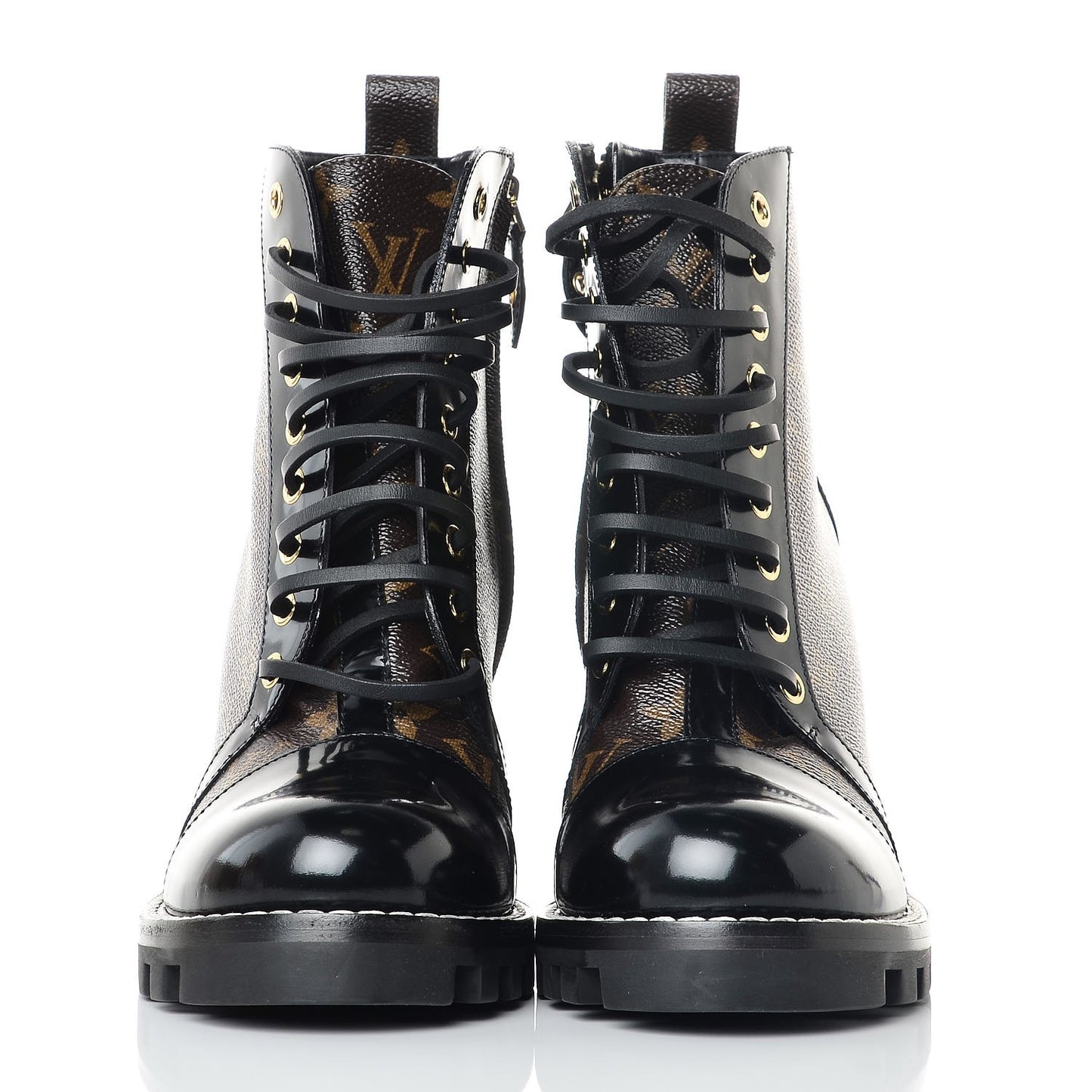 Patent Calfskin Monogram Star Trail Ankle Boots 40 Black
