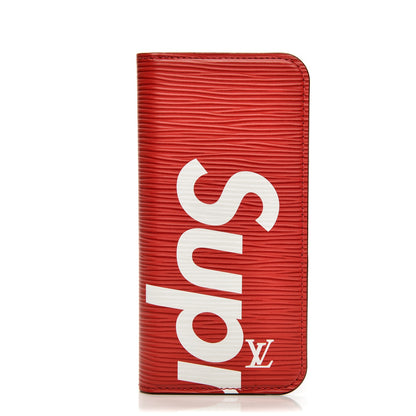 Louis Vuitton X SUPREME Epi iPhone 7 Plus Folio Case Red 1 of 6