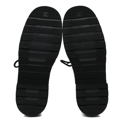 Chanel Shiny Lambskin Quilted Lace Up Combat Boots 38.5 Black 5 of 10