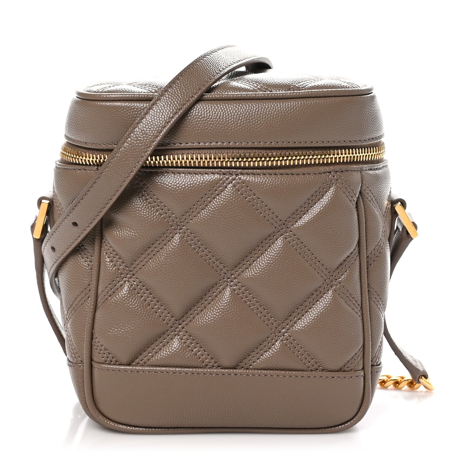 Saint Laurent Grain de Poudre Quilted 80's Vanity Bag Dark Beige 1 of 10