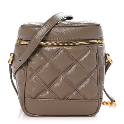 Saint Laurent Grain de Poudre Quilted 80's Vanity Bag Dark Beige 1 of 10